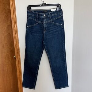Dark Wash High-Rise Cropped Jeans